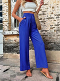 New Casual Pants With Pockets Elastic Drawstring High Waist Loose Trousers For Women - AL MONI EXPRESS