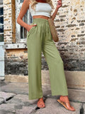 New Casual Pants With Pockets Elastic Drawstring High Waist Loose Trousers For Women - AL MONI EXPRESS