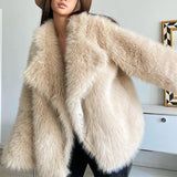 New Fox Hair Medium Length Suit Collar Fur Coat - Almoni Express