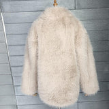 New Fox Hair Medium Length Suit Collar Fur Coat - Almoni Express