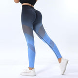 New Hollow Design Gradient Printed Yoga Pants Seamless High Waist Hip Lifting Fitness Leggings For Women Quick Drying Trousers - AL MONI EXPRESS