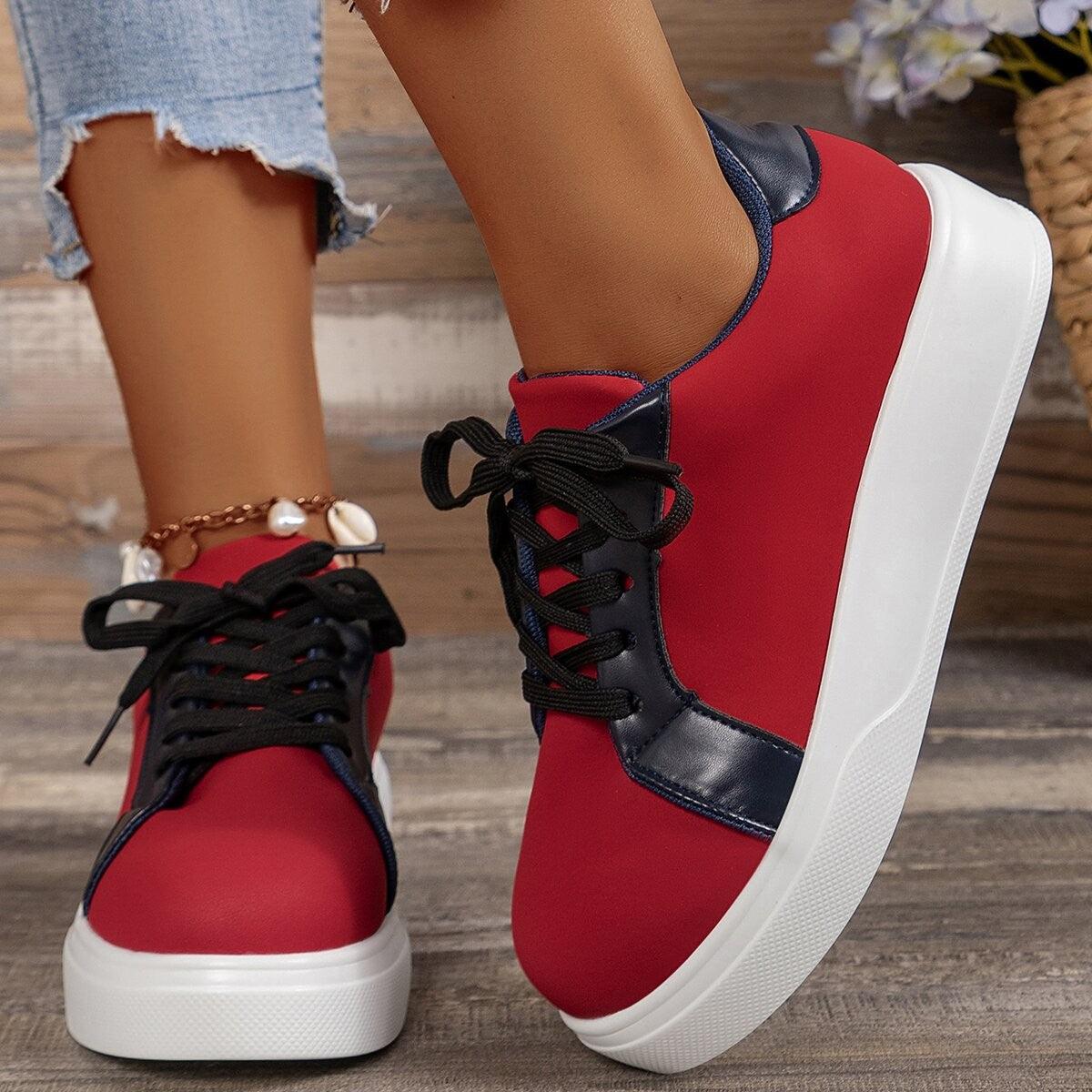 New Lace-up Flats Women Walking Sports Skateboard Shoes Retro Fashion Casual Sneakers - AL MONI EXPRESS