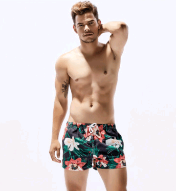 New men's beach pants casual shorts quick-drying seaside hot spring bathing trunks - Almoni Express