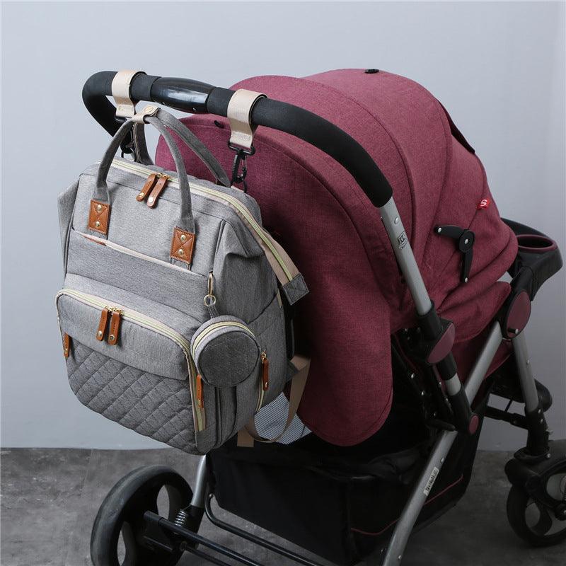 New Mommy Backpack Can Hang Baby Stroller Baby Bag Folding Crib Mommy Bag - Almoni Express