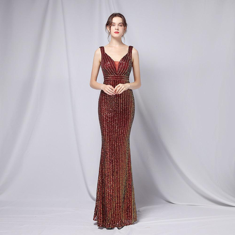 New Sequined Fishtail Long Dress - Almoni Express