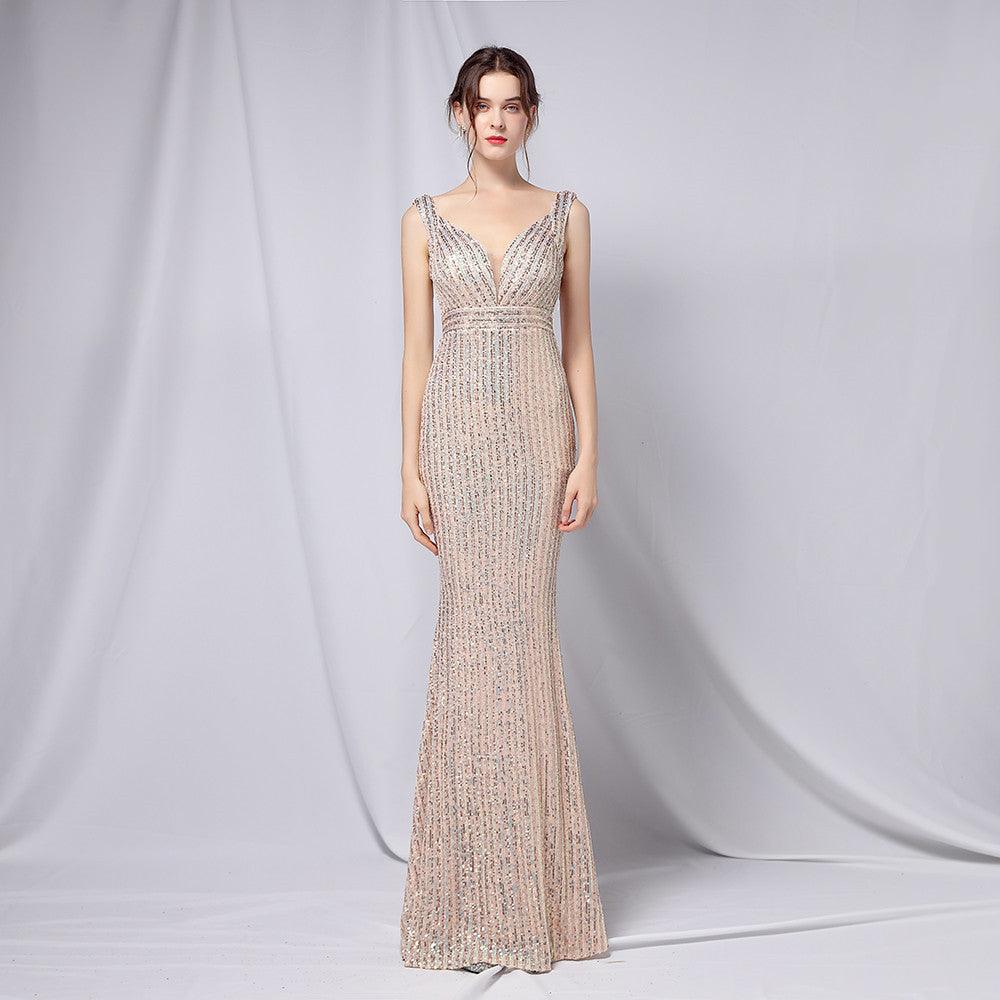 New Sequined Fishtail Long Dress - Almoni Express