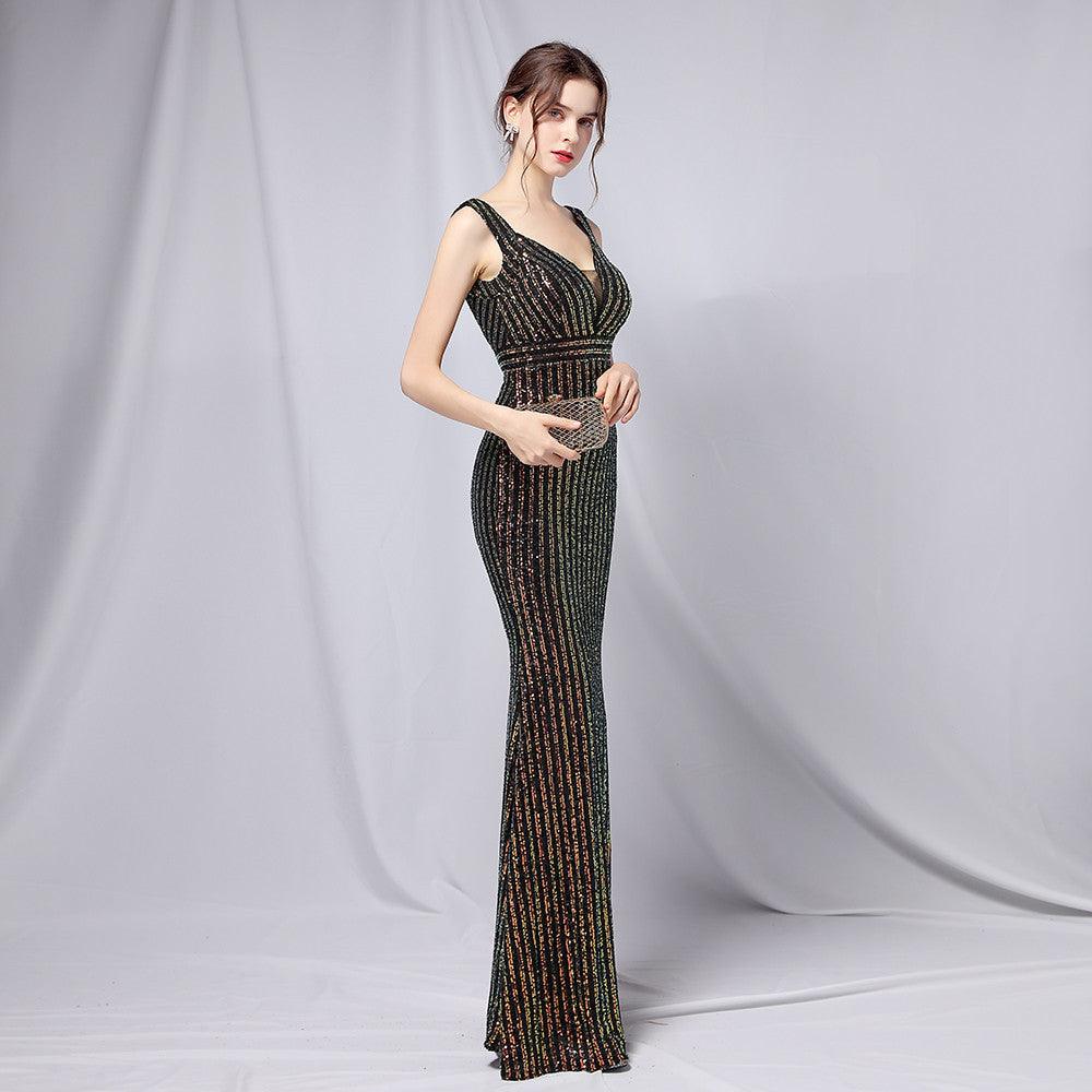 New Sequined Fishtail Long Dress - Almoni Express