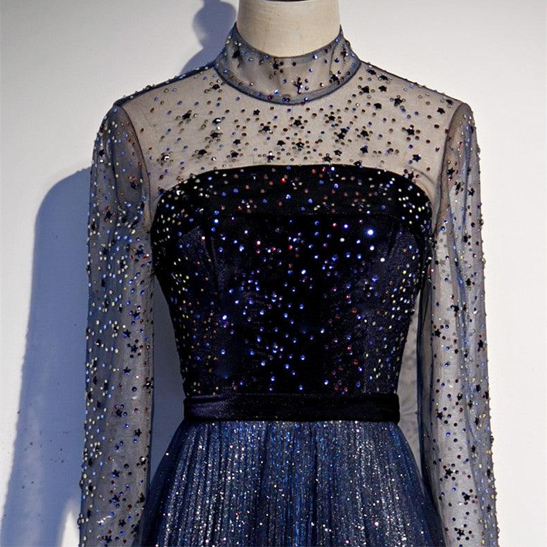 New Style High End Celebrity Long Tail Starry Sky Dress - Almoni Express