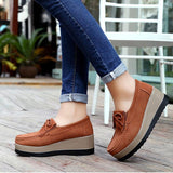 New Tassel Bow Design Shoes For Woman Fashion Thick Bottom Wedges Shoes Casual Slip On Solid Color Flats - AL MONI EXPRESS