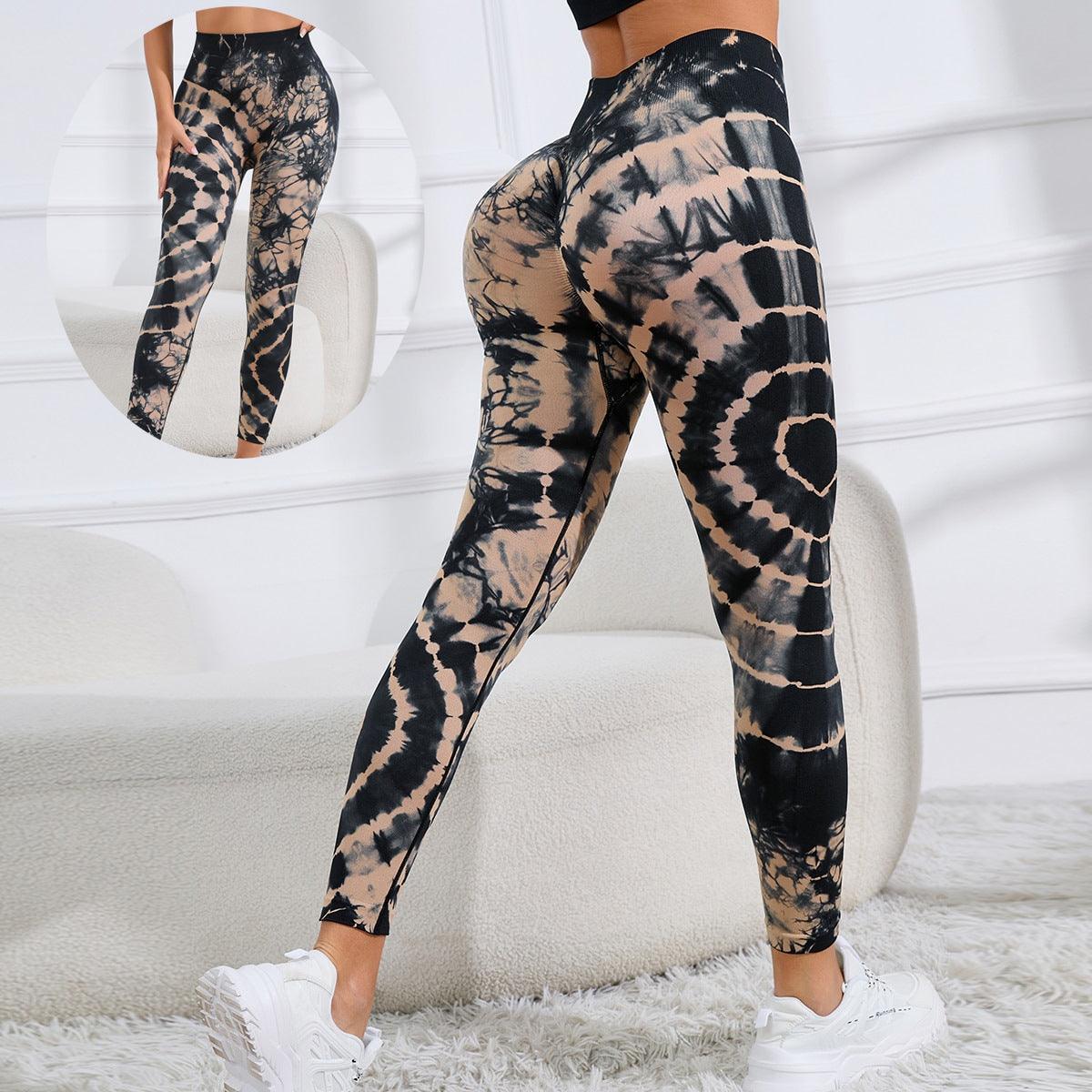 New Tie Dye Printed Yoga Pants Women Seamless High Waist Hip Lifting Fitness Running Sports Leggings - AL MONI EXPRESS