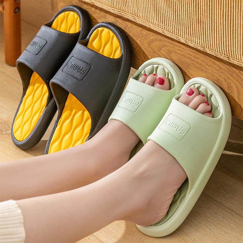 New Wave Pattern Design Slippers Indoor Fashion Two Colors House Shoes Non-slip Bathroom Slippers For Women Men - AL MONI EXPRESS