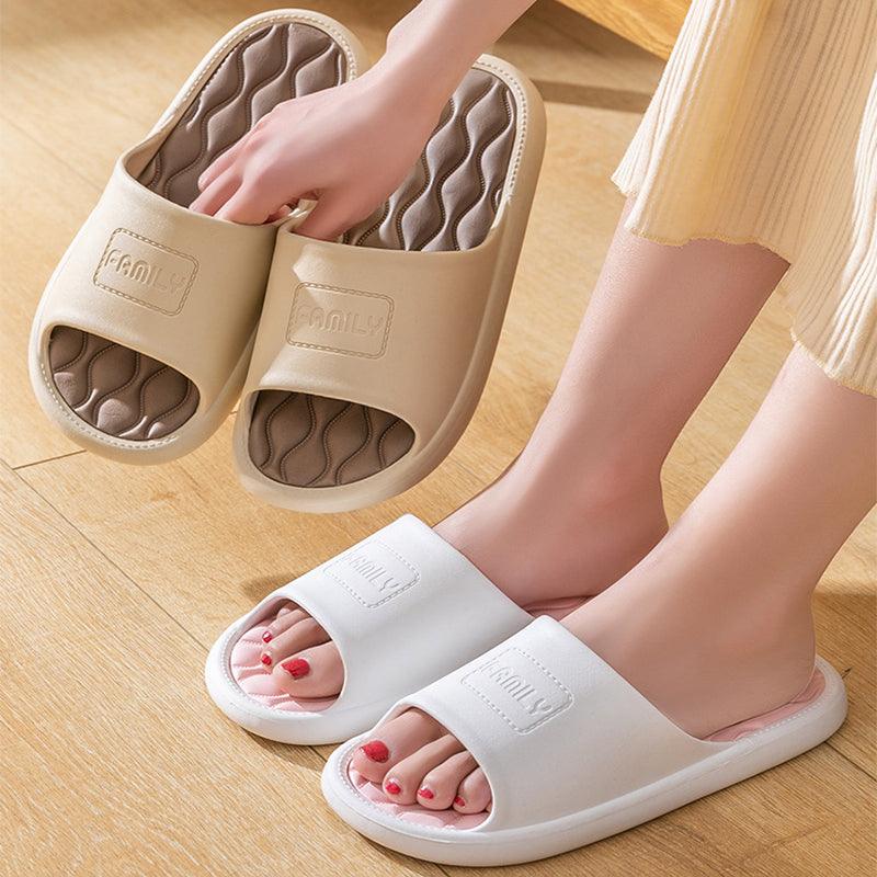 New Wave Pattern Design Slippers Indoor Fashion Two Colors House Shoes Non-slip Bathroom Slippers For Women Men - AL MONI EXPRESS