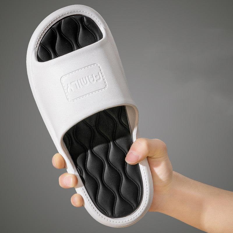 New Wave Pattern Design Slippers Indoor Fashion Two Colors House Shoes Non-slip Bathroom Slippers For Women Men - AL MONI EXPRESS