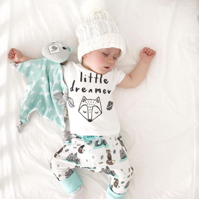 Newborn Baby Clothes Set T-shirt Tops+Pants Little Boys and Girls Outfits - Almoni Express