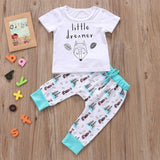 Newborn Baby Clothes Set T-shirt Tops+Pants Little Boys and Girls Outfits - Almoni Express