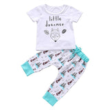 Newborn Baby Clothes Set T-shirt Tops+Pants Little Boys and Girls Outfits - Almoni Express