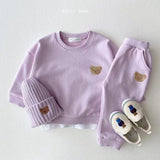 Newborn Infant Children's Cotton Bear Round Neck Sweater Sports Suit Cartoon Two Piece Set - Almoni Express