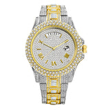 Outside The Watch Fashionable High-end Double Calendar Business Full Diamond Quartz - AL MONI EXPRESS