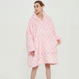 Ovesized Wearable Blanket Hoodie Winter Cute Print Fleece Sleepwaer Warm And Cozy Sofa Homewaer - AL MONI EXPRESS