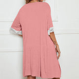 Pajama Suit Lace Stretch Slip Nightdress Nightgown Breathable Two-piece Set Sexy Home Wear - AL MONI EXPRESS