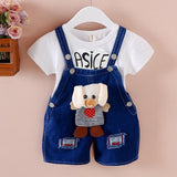 Pants Children's Jumpsuit Baby Suspenders Denim Shorts Men And Women - Almoni Express