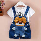 Pants Children's Jumpsuit Baby Suspenders Denim Shorts Men And Women - Almoni Express