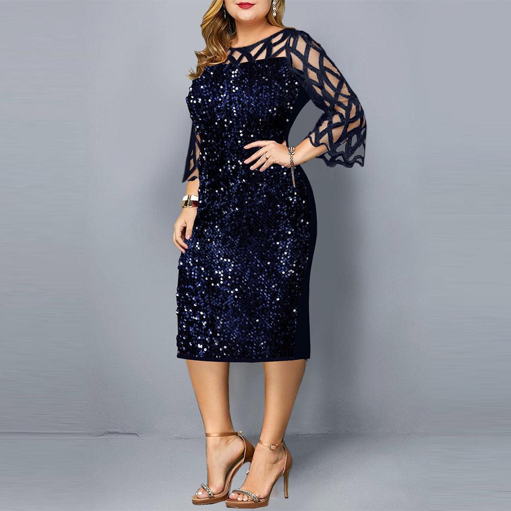 Party Dresses Sequin Plus Size Women's Sexy Night Club Dress - Almoni Express