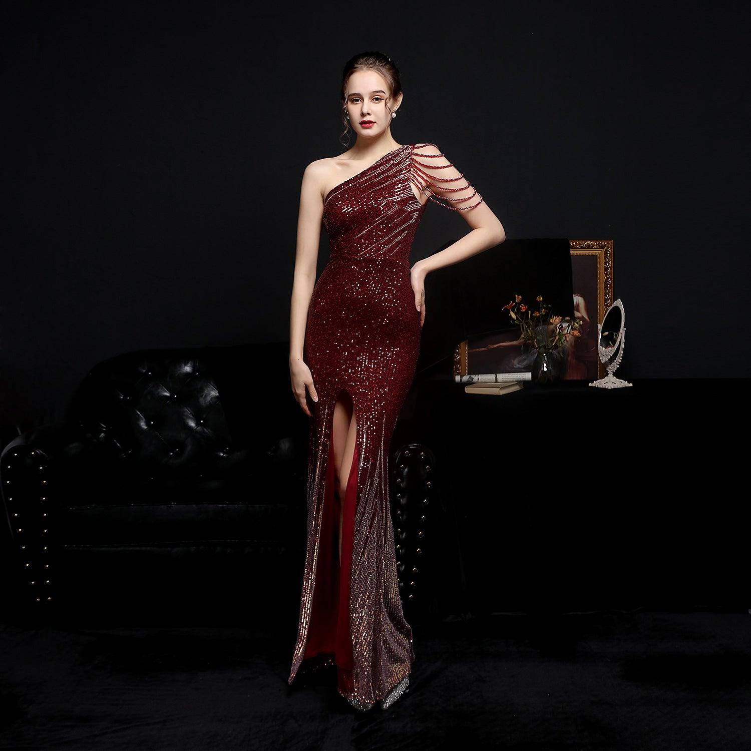 Party Evening Dress Sexy Long Section Was Thin Toast Bride - Almoni Express