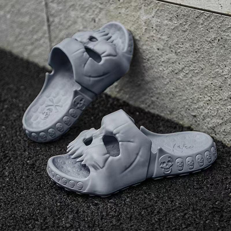 Personalized Skull Design Halloween Slippers Bathroom Indoor Outdoor Funny Slides Beach Shoes - AL MONI EXPRESS