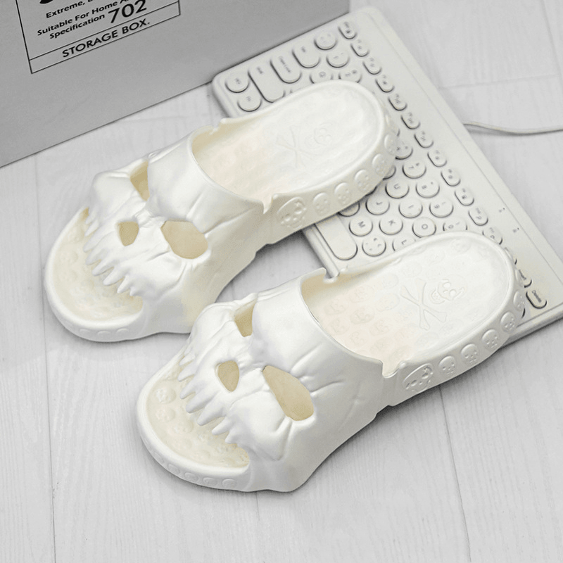 Personalized Skull Design Halloween Slippers Bathroom Indoor Outdoor Funny Slides Beach Shoes - AL MONI EXPRESS