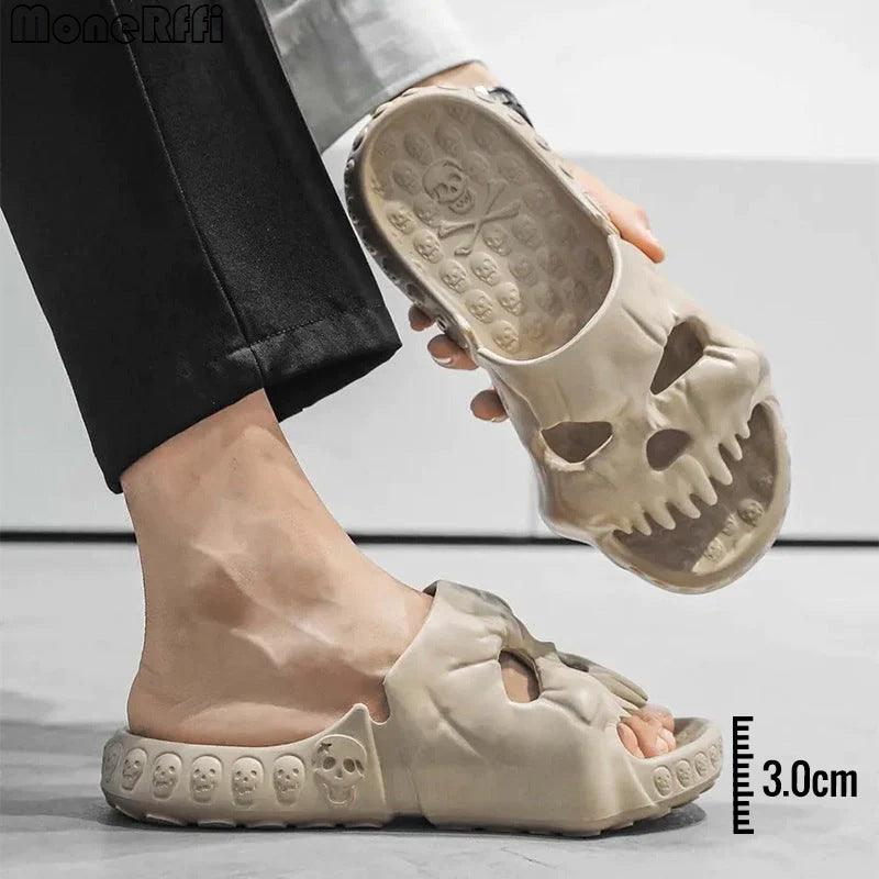 Personalized Skull Design Halloween Slippers Bathroom Indoor Outdoor Funny Slides Beach Shoes - AL MONI EXPRESS