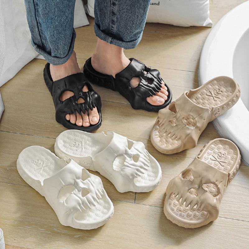 Personalized Skull Design Halloween Slippers Bathroom Indoor Outdoor Funny Slides Beach Shoes - AL MONI EXPRESS