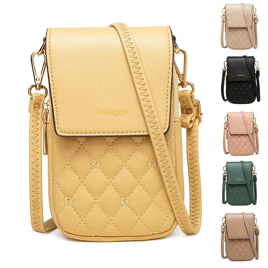 Plaid Sewing Design Mobile Phone Bags For Women Simple Buckle Multifunctional Crossbody Shoulder Bag - AL MONI EXPRESS