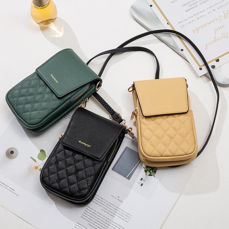 Plaid Sewing Design Mobile Phone Bags For Women Simple Buckle Multifunctional Crossbody Shoulder Bag - AL MONI EXPRESS