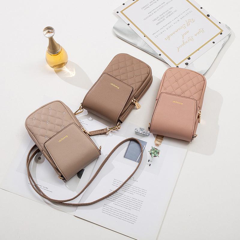 Plaid Sewing Design Mobile Phone Bags For Women Simple Buckle Multifunctional Crossbody Shoulder Bag - AL MONI EXPRESS