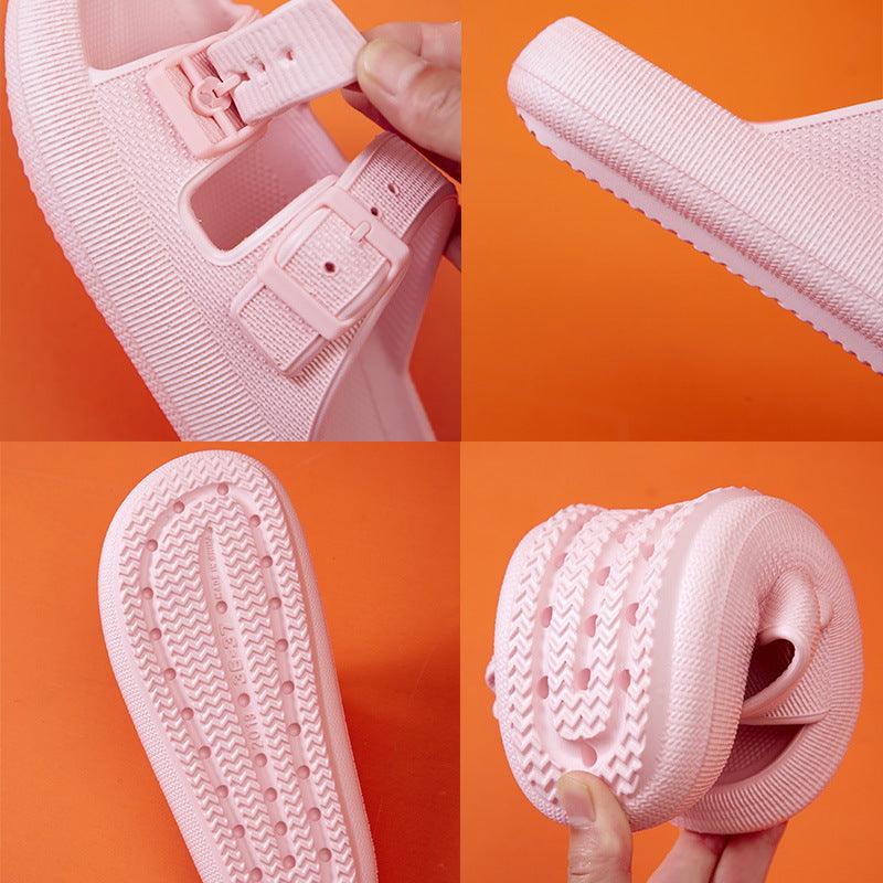 Platform Slippers Women's Summer Buckle Home Shoes Fashion Outdoor Wear Soft Bottom Sandals - AL MONI EXPRESS