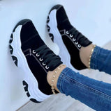 Platform Sport Flats Shoes Lace-up Sneaker Outdoor Walking Casual Shoes Women - AL MONI EXPRESS