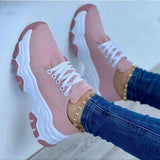 Platform Sport Flats Shoes Lace-up Sneaker Outdoor Walking Casual Shoes Women - AL MONI EXPRESS