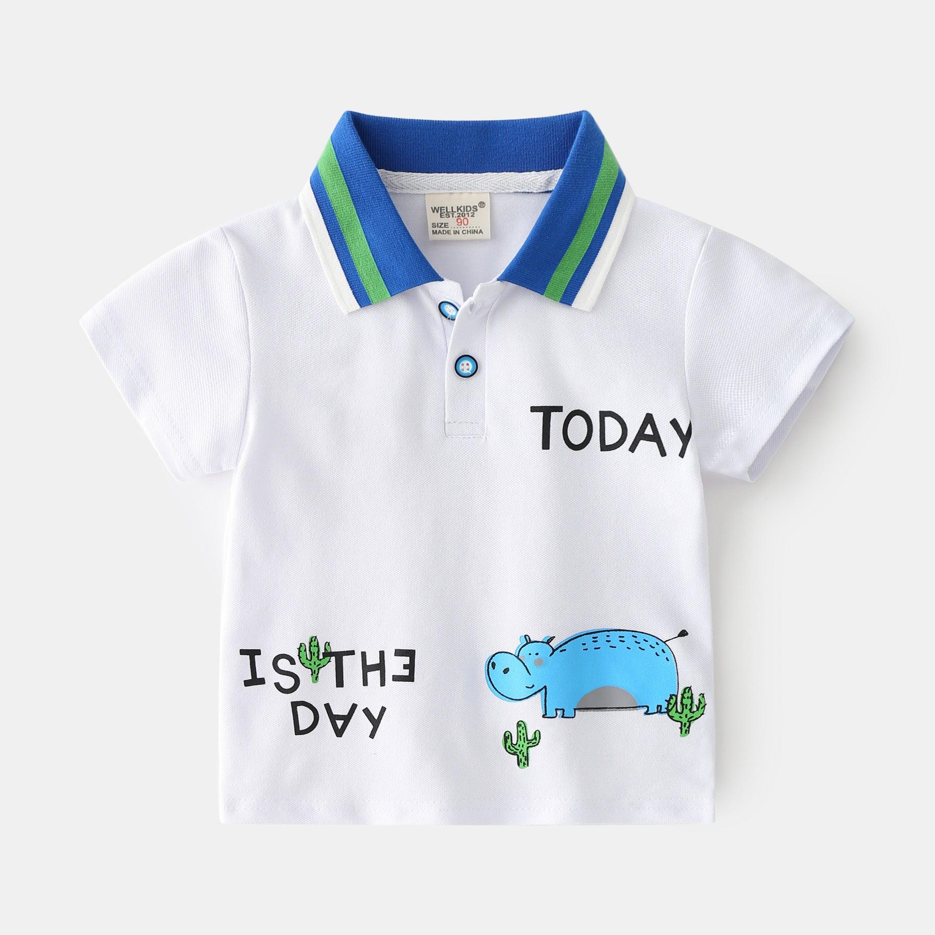 POLO Shirt Children's Baby Korean Style Trendy Bottoming Lapel T-shirt - Almoni Express