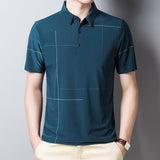 Polo shirt with printed lapel and ice silk - AL MONI EXPRESS