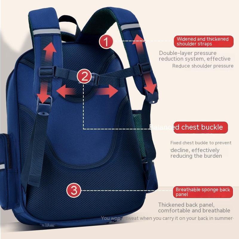 Primary School Student Schoolbag Male Grade 1-3-6 Portable Burden Alleviation Large Capacity Children's Schoolbag Backpack - Almoni Express