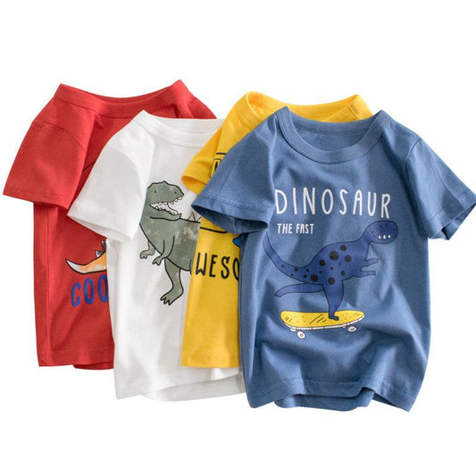 Printed Boy's t-shirt Short-sleeved Korean Fashion Children's Bottoming Shirt Moisture Wicking - Almoni Express