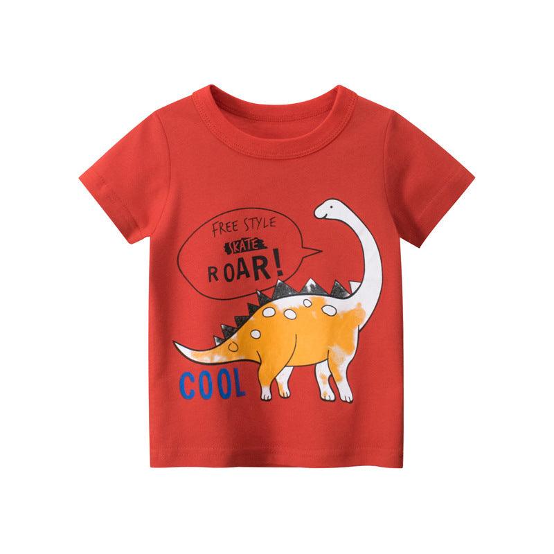 Printed Boy's t-shirt Short-sleeved Korean Fashion Children's Bottoming Shirt Moisture Wicking - Almoni Express