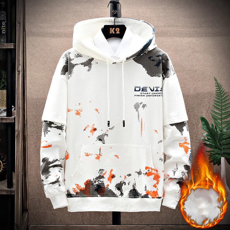 Printed Kangaroo Pocket Casual Sports Hooded Sweater Suit Men - AL MONI EXPRESS