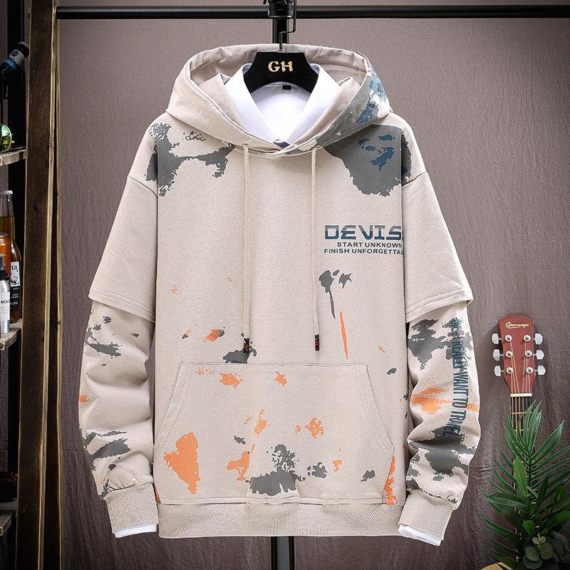 Printed Kangaroo Pocket Casual Sports Hooded Sweater Suit Men - AL MONI EXPRESS