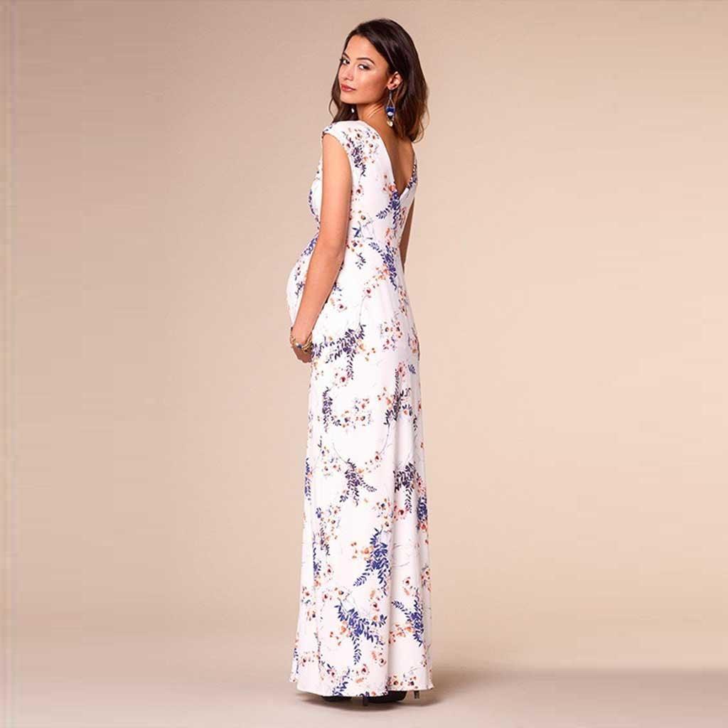 Printed Slim Thin Floral Chiffon Dress - Almoni Express