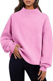 Pullover Sweatshirt Solid Color Loose Tops Round Neck Hoodie Women Thick Clothing - AL MONI EXPRESS