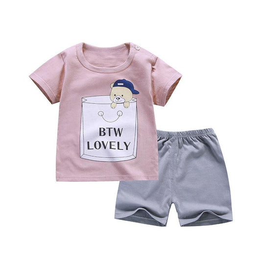 Pure Cotton Boys Korean Baby Clothes Wholesale New T-shirt Girls Kids Clothes - Almoni Express