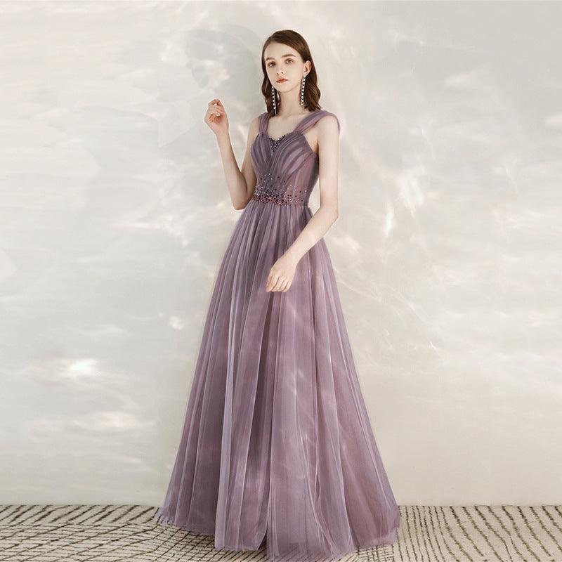 Purple Host Star Sky Toast Dress Shoulder To Shoulder - Almoni Express