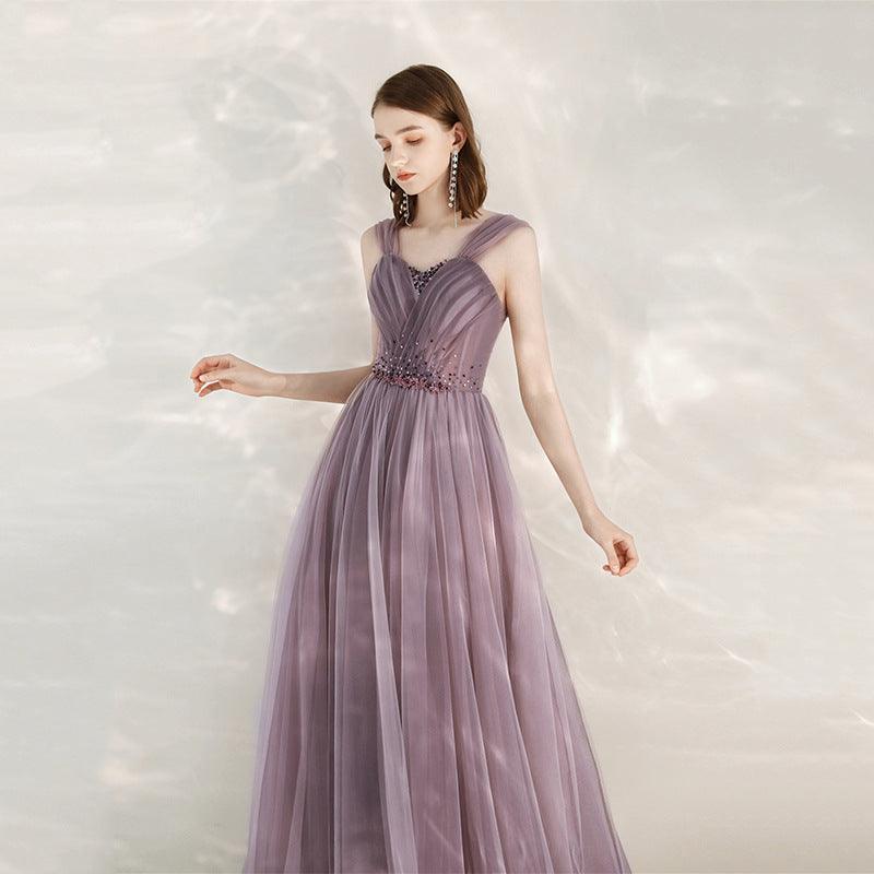 Purple Host Star Sky Toast Dress Shoulder To Shoulder - Almoni Express